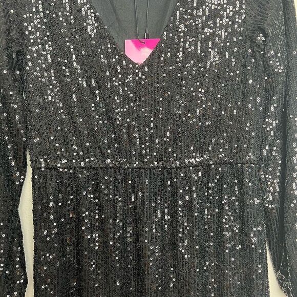 Betsey Johnson Black Sequin Side Slits Midi Dress Size Small - Picture 5 of 13